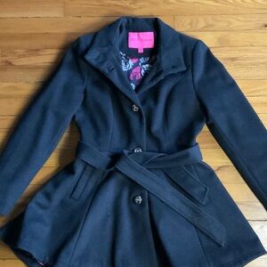 Betsey Johnson Black Wool Coat
